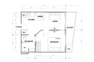 Apartment floor plan, 1 bedroom in building Building B The City Phuket in Phuket, Thailand, The City Phuket No. 11009