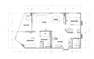 Apartment floor plan, 2 bedrooms in building Building B The City Phuket in Phuket, Thailand, The City Phuket No. 11014